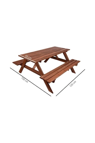 Ahşap Bahçe Masası Piknik Masası Kahverengi