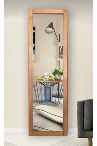 Ttn Ahşap Çerçeve Duvar Hol Boy Ayna 121x37 CM Açık Ceviz