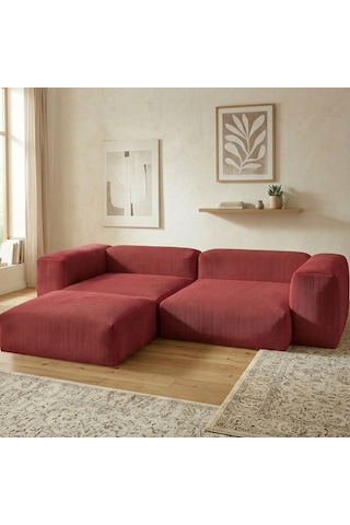 Relax Köşe Koltuk Takımı Sünger Koltuk Kanepe Divan Kırmızı