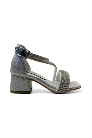 65 Kız Çocuk Okul Öncesi Topuklu Abiye Ayakkabı Gümüş