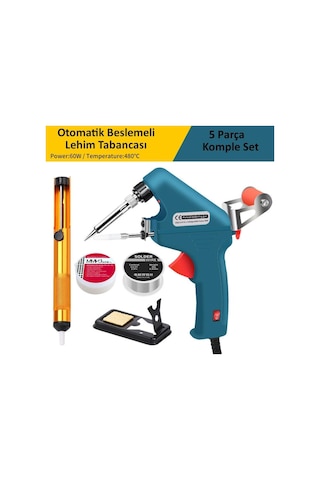 Valkyrie 5 Parça Tetikli Otomatik Beslemeli Havya Lehim Tabancası Seti - 60w 480 C Yeni Nesil Seramik Isınma - Tek El Kullanım