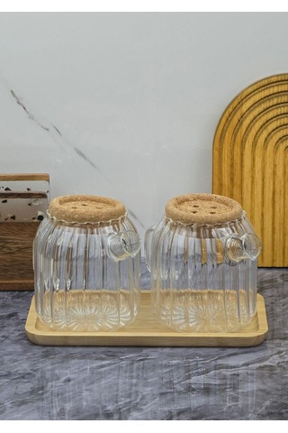 Ecolis Cam Yağdanlık Takımı - Mantar Kapaklı Yağlık Takımı - 2x750 Ml