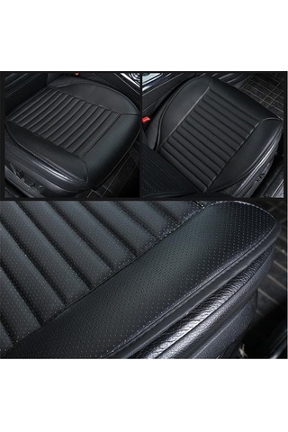 Novahub Yüksek Kalite Siyah Pu Deri Araba Koltuk Minderi Takım, İnce Bel Arkalığı, Kolay Kurulum, Telefon Cep, Çoğu Araba İçin Uygun