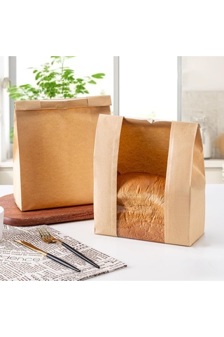 50pcs Şeffaf Pencere Ekmek Çantaları Su Geçirmez Yağ Geçirmez Gıda Paketleme Çantaları Ev Mutfak Fırın Malzemeleri Çok Renkli