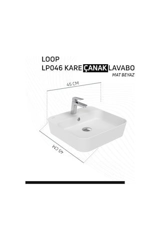 Creavit Loop Kare İnce Çanak Lavabo 45 Cm Mat Beyaz Lp046-00mb00e-0000