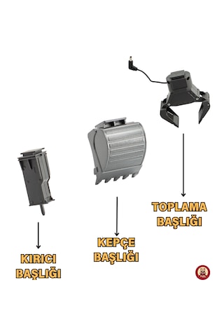 Oyuncak Uzaktan Kumandalı Şarjlı Buharlı Ekskavatör 3 Başlıklı Led Işıklı Sesli 360 Dönen Paletli İş Makinesi Sarı