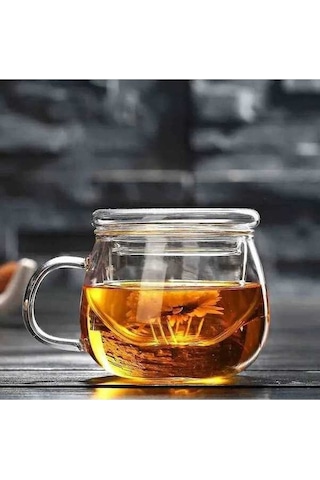 Besthome1 Çay Fincanı 300ml, Cam, Saf Tat, Kapağı İle Şeffaf