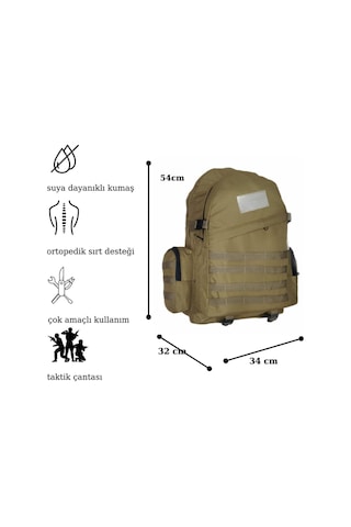 Lightighm 65 L Askeri Tactical Dağcı Kamp Trekking Koyu Çöl Askeri Sırt Çantası - Çöl Rengi