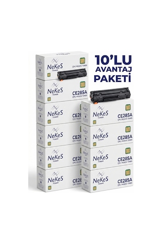 Nekes Toner Hp Ce-285a 85a Siyah Uyumlu  Toner 10' Lu Paket - Çipli / Ce285a