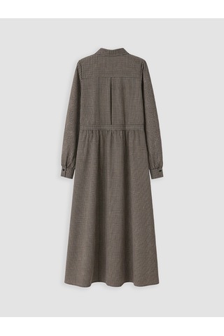 Lcw Modest Siyah Ekose Kemerli Gömlek Elbise
