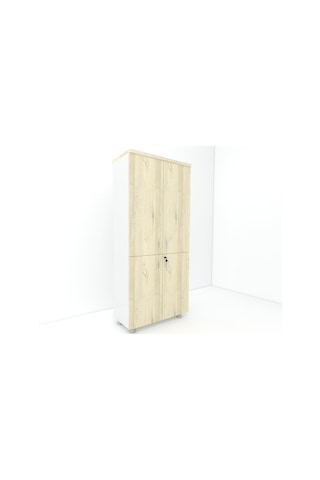 Modüler Dünyası 4 Kapaklı Kitaplık Dosya Dolabı - 80X38X188 (326585076) Beyaz - Meşe