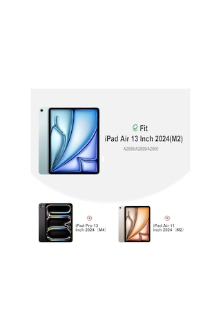 Apple Uyumlu iPad Air 13" M3 2025 / M2 2024 Kılıf Kalem Şarj Bölmeli Stadlı Uyku Modlu Silikon Akıllı Case