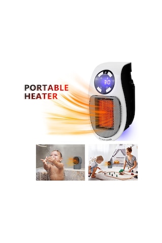 Symbee Taşınabilir Hızlı Isıtıcı - 500w Mini Sessiz Fanlı Priz Üstü Isıtıcı, Uzaktan Kumandalı