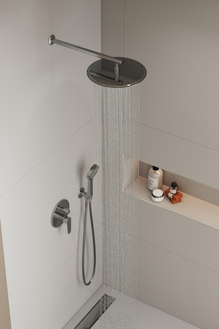 Aqua Bagno Largo Tepe Duşu 30x30 Cm. ,duvardan Duş Kolu 42,5 Cm. Paslanmaz Krom - 2 Parça Set Krom