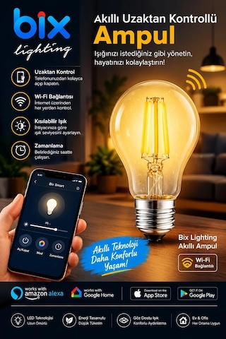 6w Daylight A+ Akıllı Ampul Wifi Uzaktan Kontrol Dim Edilebilir Alexa Google Uyumlu E27 Sarı Aklby-bsva58 Diğer