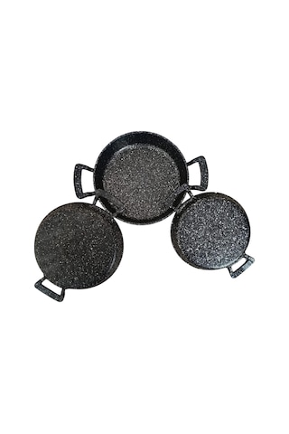 Mybru Döküm Omlet Tava 3'lü Set 18-20-22 Cm Siyah