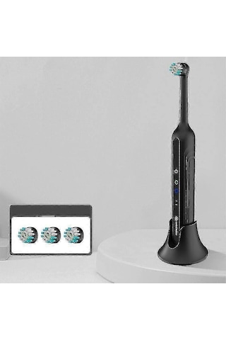 Köpek Diş Fırçalama Seti,köpekler İçin Sonic Elektrikli Diş Fırçası,plak Ve Tartar Temizleyici,3 Fırça Başlığı Siyah G