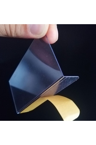 L Tipi Siperli Yapışkanlı Şeffaf Pvc Etiketlik 6x3cm 200lü Paket 200 Adet