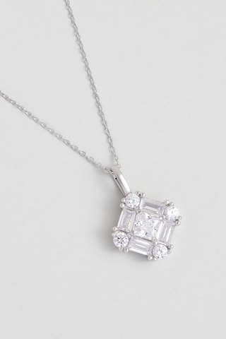 So Chic Mistik Baget 18 Ayar Beyaz Altın Kaplama 45 Cm Gümüş Kolye Rodyum