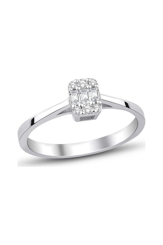0.12 Karat Baget Pırlanta Yüzük G-h Vs/tektaş Görseli Beyaz