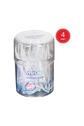 Mis İp Kürdanlı Diş İpi Silindir Kutu 50'li x 4 Paket