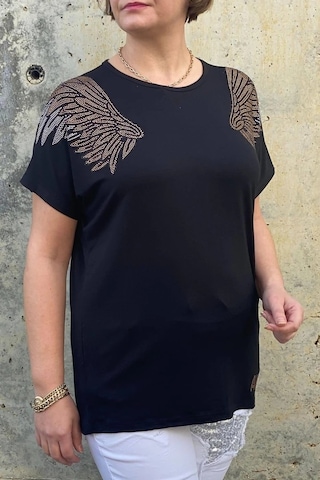 Mia Butik Büyük Beden Siyah Melek Bluz Siyah