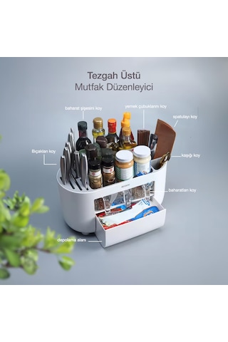 Ecoco Tezgah Üstü Bölmeli Baharatlık Çekmeceli Mutfak Düzenleyici