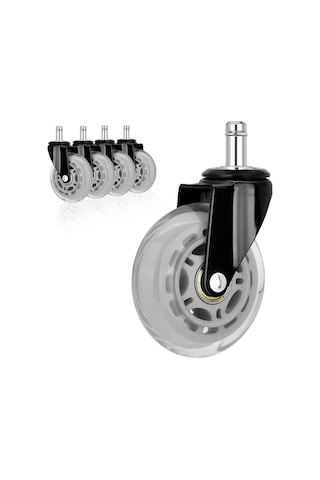 S-wheels Motion Silikon Oyuncu Koltuğu Tekeri 75mm - Gri Ofis Koltuk Tekeri Ultra Sessiz Sandalye Tekeri Gri