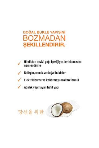 Bukle Belirginleştirici Saç Köpüğü 200 Ml Hindistan Cevizi Özlü, Paraben, Sls Ve Silikon İçermez