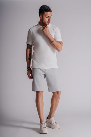Braccas Erkek Yandan Cepli Klasik Bel Slim Fit Chino Şort Gri Gri