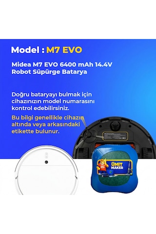 Midea M7 Evo 6400 Mah 14.4v Robot Süpürge Batarya
