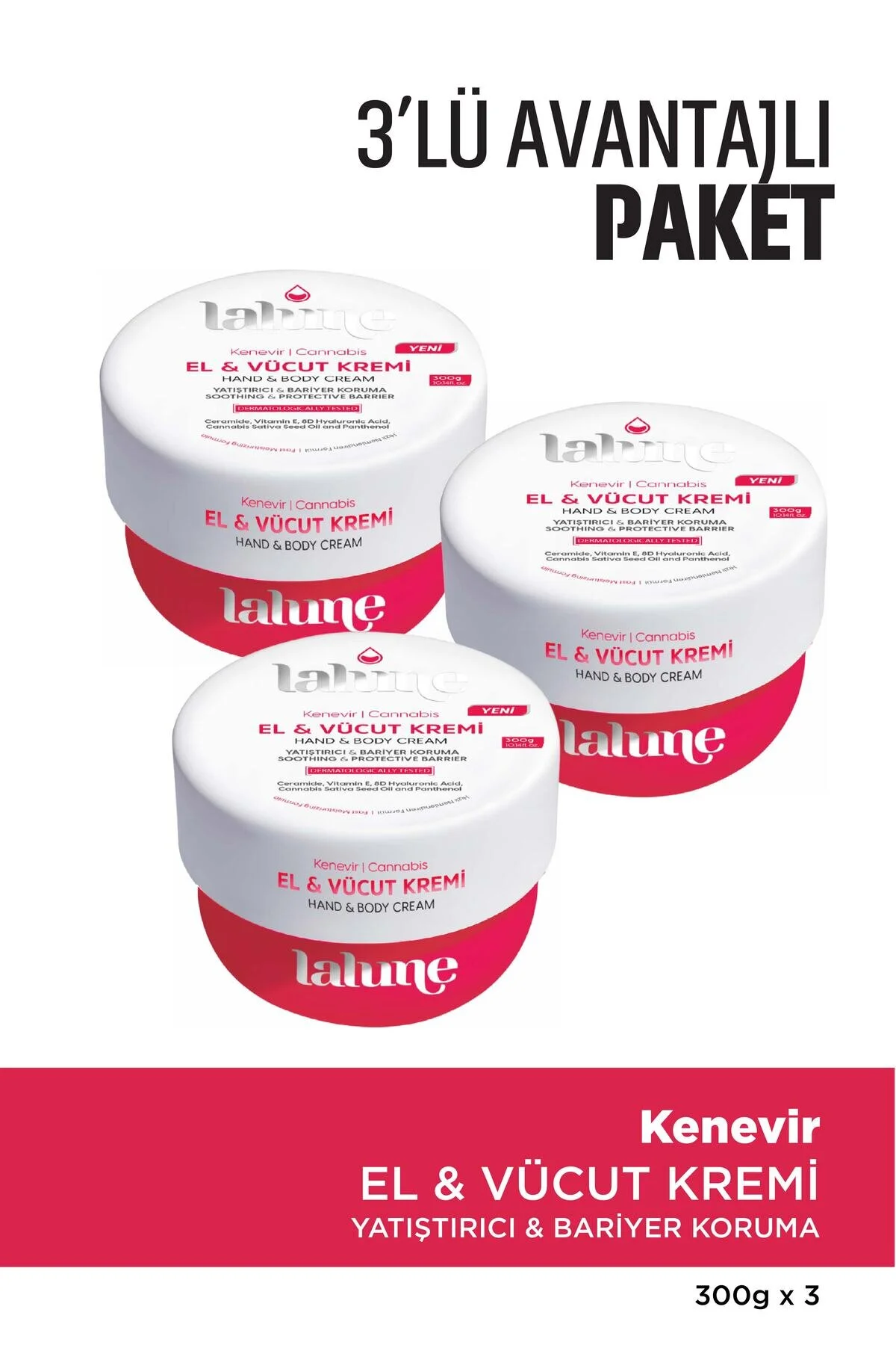 Yatıştırıcı & Bariyer Koruma Ve El & Vücut Kremi Kenevirli 3x 300gr