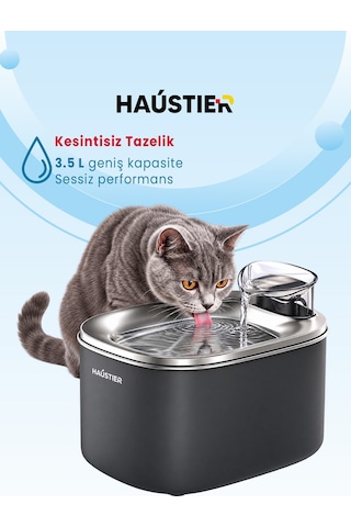 Wf007l Otomatik Kedi Su Sebili, 3.5lt Geniş Hazne, Bpa Içermez, Metal Tabla, Ultra Sessiz