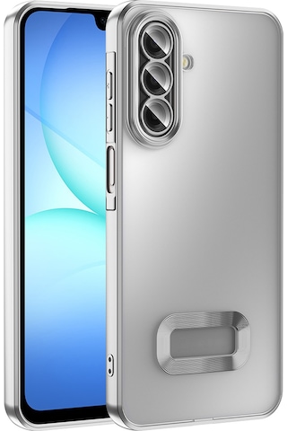 Galaxy Uyumlu A17 Kılıf Kamera Korumalı Logo Gösteren Zore Omega Kapak - Gümüş Gümüş