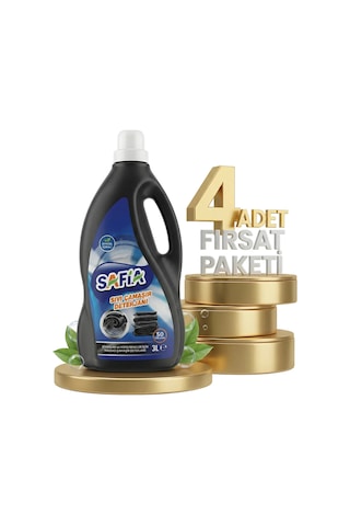 Safia Bitkisel Sıvı Çamaşır Makine Deterjanı Siyahlar 4x3 Lt 3 L