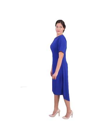 Nidya Moda Büyük Beden Kadın Saks Abiye Elbise-4151Sx Saks Mavi