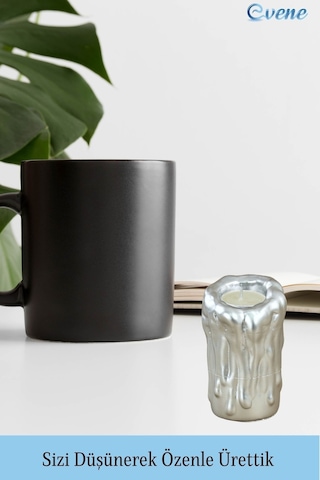 Mumluk Şamdan Tealight Mum Uyumlu Büyük Erimiş Mum Model - Gümüş
