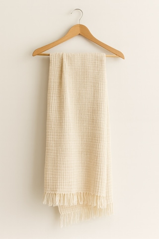 Elyaflı Müslin Battaniye 100x120 Cm Bej