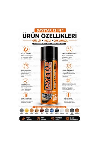 Sprey Yapıştırıcı 400 Ml Güçlü Çok Amaçlı Kumaş Sünger Ahşap Deri Karton Keçe Yapıştırıcı