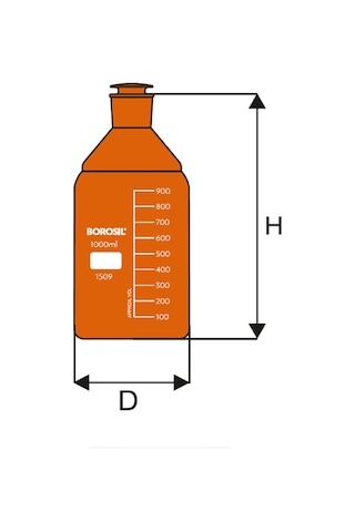 Borosil Amber Cam Tıpalı Şişe 500ml 100% Borosilikat Şilifli Miyar Şişesi
