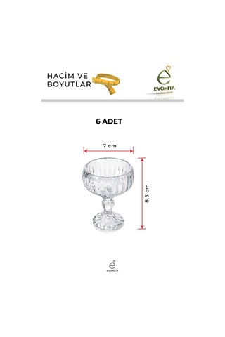 6lı Ayaklı Cam Sunum Kasesi Lokumluk Çerezlik Tatlılık İkramlık Kase Şeffaf Cam Seti