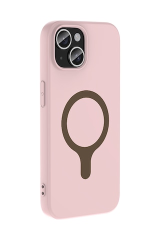 iPhone Uyumlu 15 Kılıf M-safe Şarj Özellikli Klfs Aris Silikon Kapak - Açık Pembe Çok Renkli