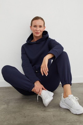 Fullamoda 3 İplik Basic Beli Stoperli Jogger Eşofman Takımı Lacivert
