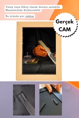 Krem-20mm Çerçeve Camlı 10x15 Cm Fotoğraf Resim Çerçevesi Ayaklı Veya Duvara Asma Yatay-dikey 51582969