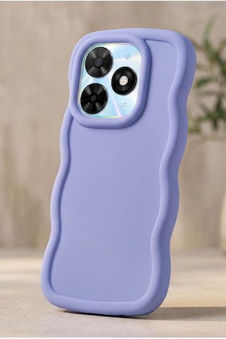 Tecno Spark Go 2024 / Smart 8 / Spark 20 / Hot 40i Uyumlu Dalgalı Tasarım Kamera Korumalı Mat Silikon Telefon Kılıfı-54205 Mor