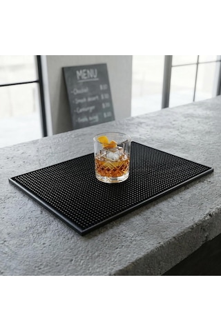 Lüx Bar Matı 43x28 Cm Kaymaz Siyah Kauçuk Bar Ve Bulaşık Matı - Dayanıklı Dökülme Ve Servis Matı 450 Gr Bar Diğer