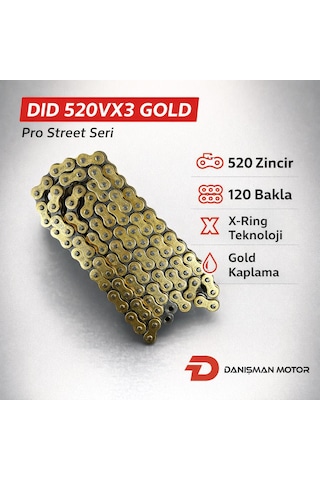 Dıd Dıd 520vx3 Gold Motosiklet Zinciri 120 Bakla
