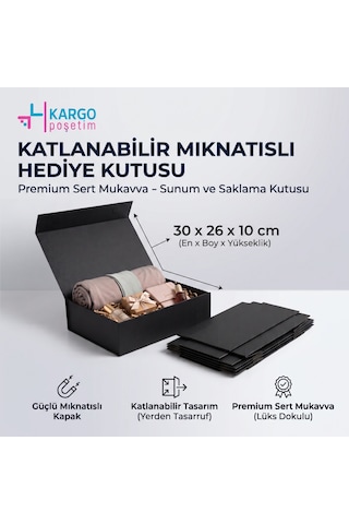 Katlanabilir Mıknatıslı Hediye Kutusu Premium Mukavva Sunum Ve Saklama Kutusu Orta 30x26x10 Cm