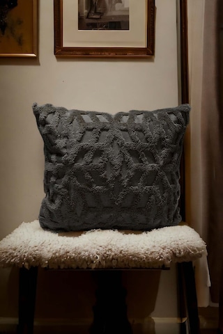 Bohem Dekoratif Yastık Kılıfı Kırlent Kılıfı 43x43 Cm Antrasit Etnik Gri