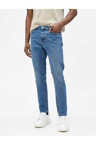 Koton Skinny Fit Kot Pantolon - Michael Jean Açık İndigo 3sam40113nd 3SAM40113ND600 Açık İndigo